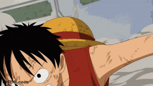 Monkey D Luffy From One Piece Is Shown In A Close Up GIF