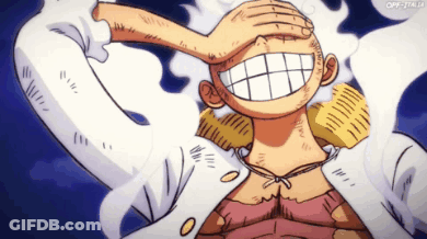Monkey D Luffy From One Piece Is Smiling And Covering His Eyes GIF