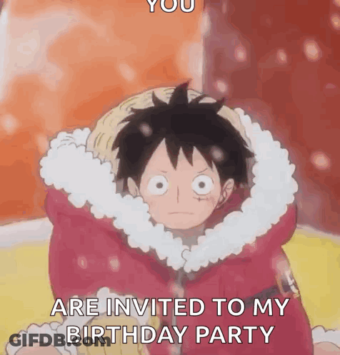 Monkey D Luffy From One Piece Is Wearing A Fur Coat And A Straw Hat . GIF