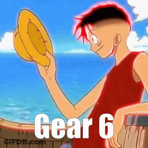 Monkey D Luffy From One Piece Is Wearing A Red Shirt And Holding A Straw Hat . GIF