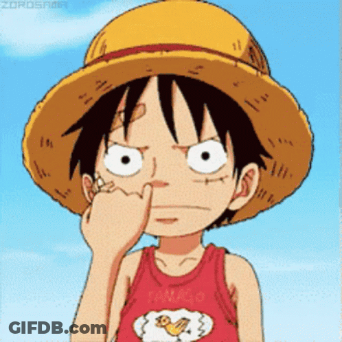 Monkey D Luffy From One Piece Is Wearing A Straw Hat And A Red Tank Top GIF