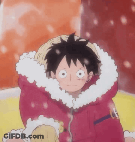 Monkey D Luffy In Pink Jacket With Fur Hood GIF
