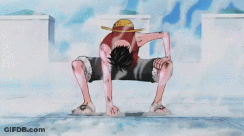 Monkey D Luffy Kneeling Down GIF