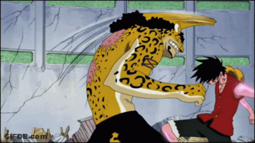 Monkey D Luffy Punched By Leopard GIF