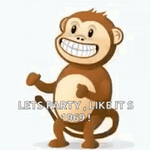 Monkey Dancing Let's Party Like It's 1969 GIF