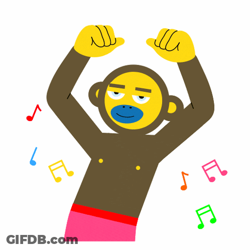 Monkey Dancing With Music Notes GIF