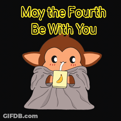 Monkey Drinking Cup May The Fourth Be With You GIF