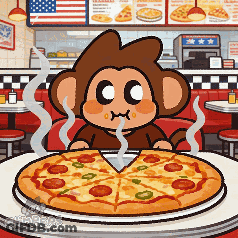 Monkey Eating Pizza GIF