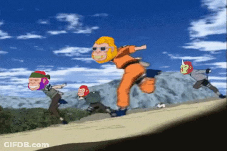 Monkey Faces Naruto Running Meme GIF