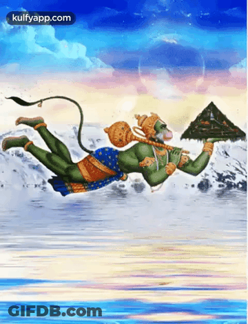 Monkey Flying Over Water Holding Umbrella GIF