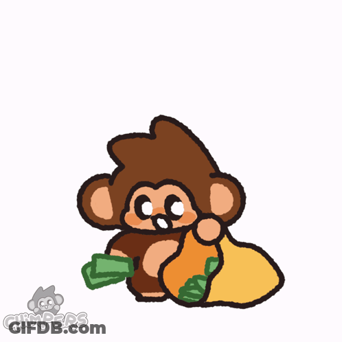 Monkey Holding Bag Of Money Chimpers GIF