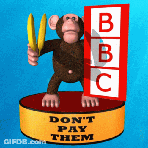 Monkey Holding Banana With Don't Pay Them Sign GIF