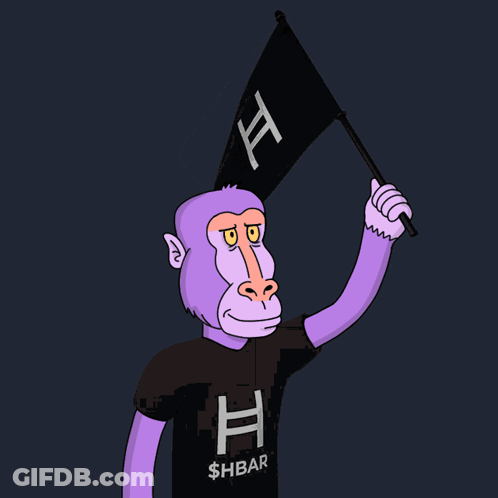Monkey Holding Black Flag With Letter H GIF