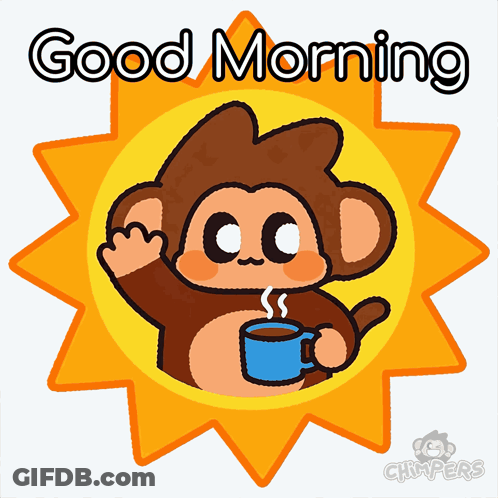 Monkey Holding Coffee Saying Good Morning GIF