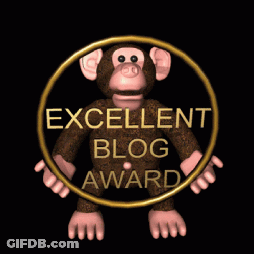 Monkey Holding Gold Ring Saying Excellent Blog Award GIF