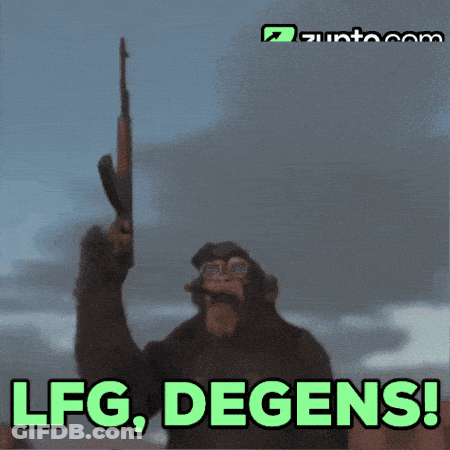 Monkey Holding Gun LFG Degen GIF