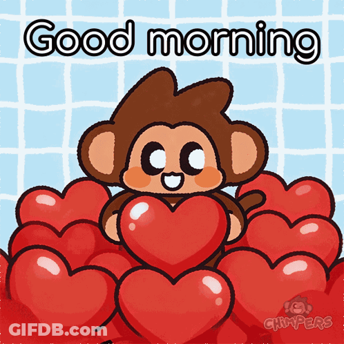 Monkey Holding Heart Good Morning GIF