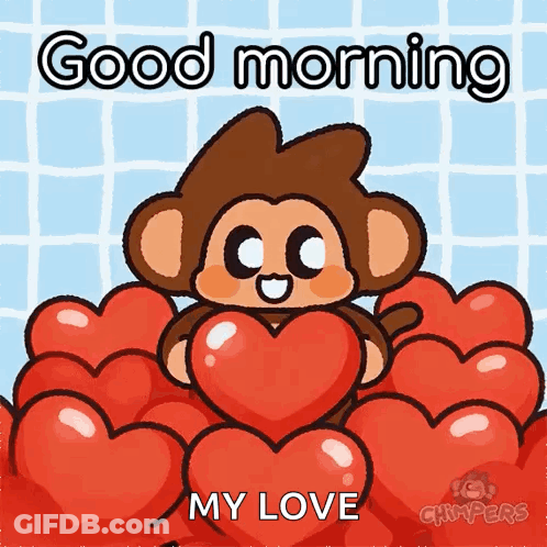 Monkey Holding Heart Saying Good Morning My Love GIF