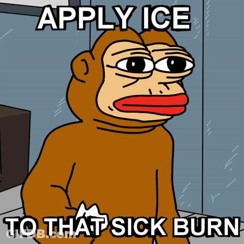 Monkey Holding Ice Cubes Apply Ice To Sick Burn GIF