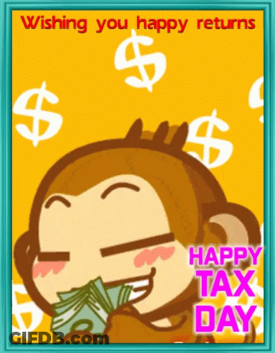 Monkey Holding Money Wishing Happy Tax Day GIF