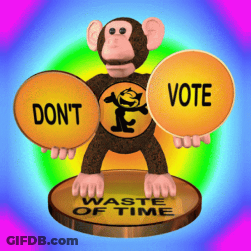 Monkey Holding Signs Saying Don't Vote GIF
