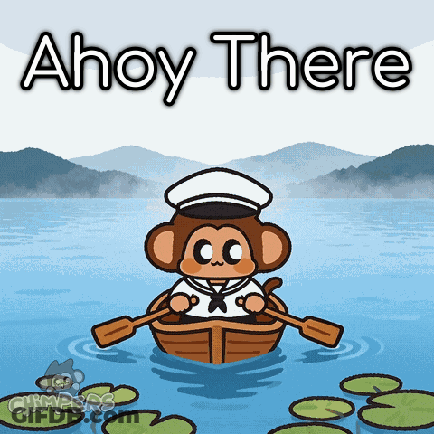 Monkey In Boat Saying Ahoy There GIF