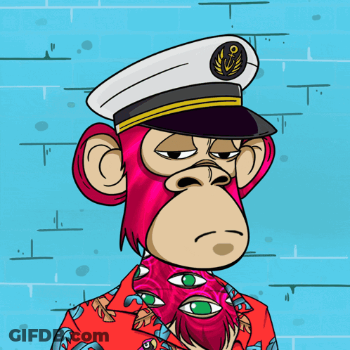Monkey In Captain's Hat With Anchor GIF