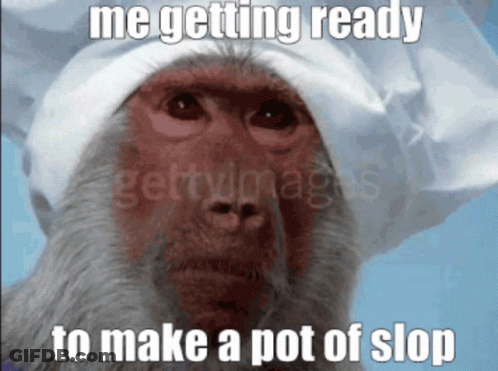 Monkey In Chef Hat Making Slop GIF