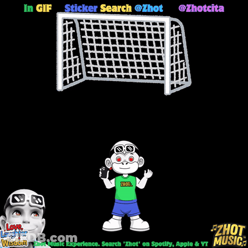 Monkey In Front Of Soccer Goal GIF