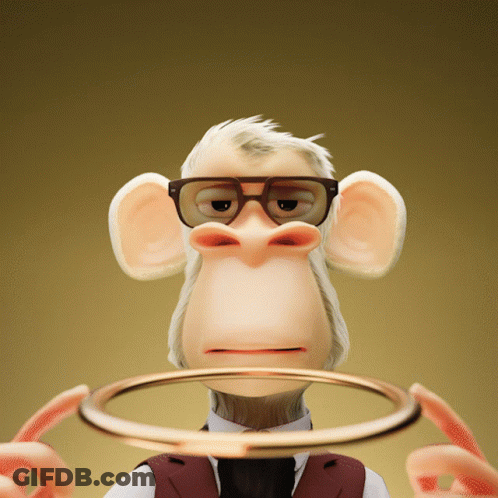 Monkey In Glasses And Vest Biting Gold Ring GIF