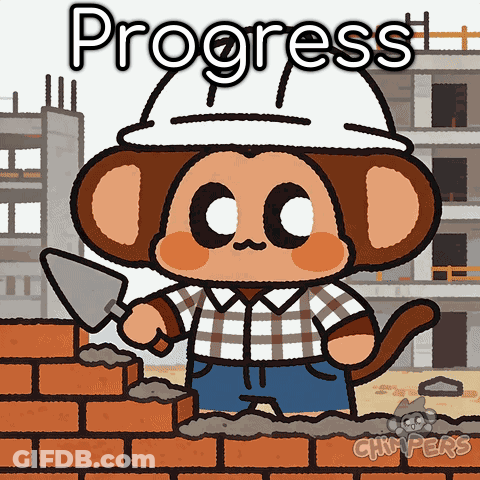 Monkey In Hard Hat Holding Trowel GIF