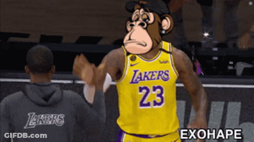 Monkey In Lakers Jersey High Fives Man GIF