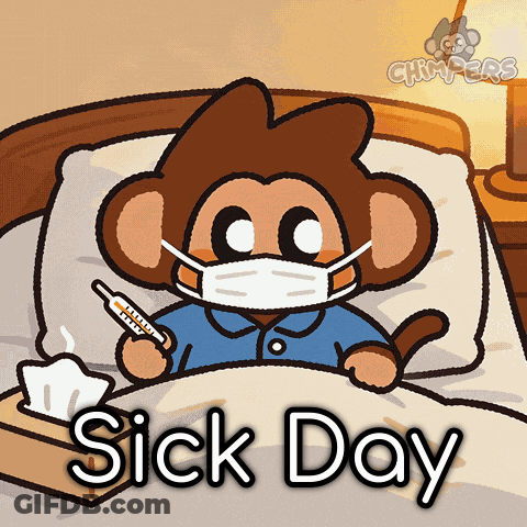 Monkey In Mask Holding Thermometer Sick Day GIF