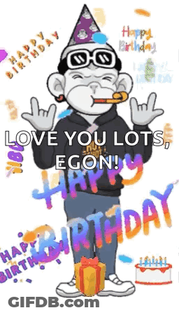 Monkey In Party Hat And Glasses Says Love You Lots Egon GIF