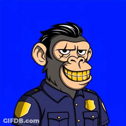 Monkey In Police Uniform With Gm Ape Chain GIF
