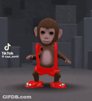 Monkey In Red Shorts And Suspenders Dancing On TikTok GIF