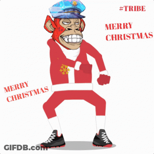 Monkey In Santa Suit Says Merry Christmas GIF