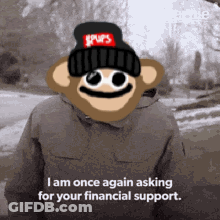 Monkey In Spurs Beanie Asking For Financial Support GIF