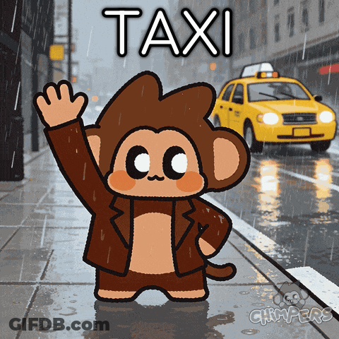 Monkey In Suit Waving To Taxi GIF