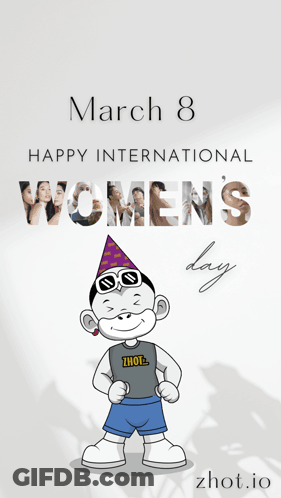Monkey In Sunglasses And Party Hat Happy International Women's Day GIF