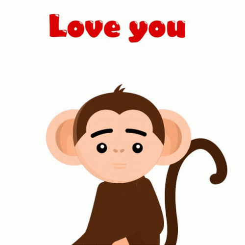 Monkey Kissing Love You Animation GIF