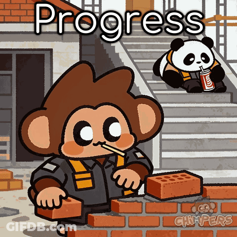 Monkey Laying Bricks And Panda Drinking Coke GIF