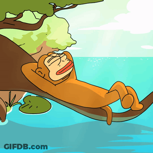 Monkey Laying On Tree Branch Overlooking Water GIF