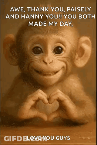 Monkey Making Heart Shape With Hands GIF