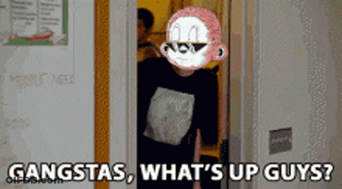 Monkey Mask Man Gangstas What's Up Guys GIF