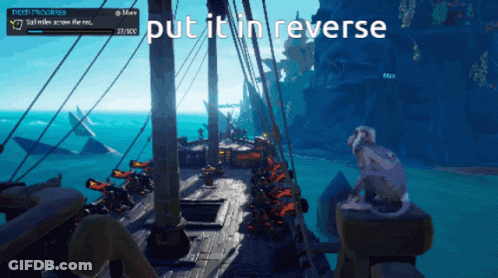 Monkey On Ship Saying Put It In Reverse GIF