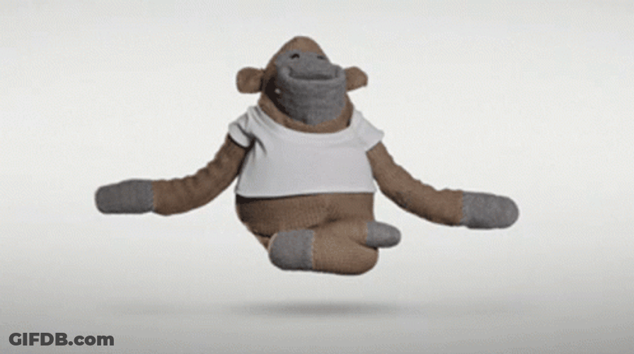 Monkey Puppet Floating In The Air GIF