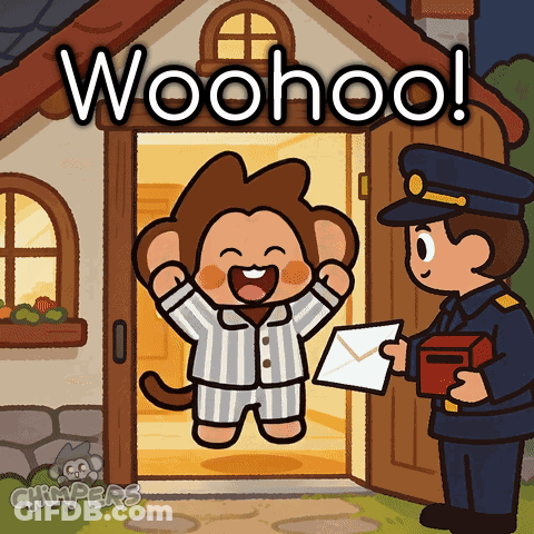 Monkey Receiving Envelope From Postman GIF
