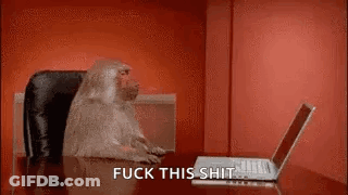 Monkey Saying Fuck This Shit At Desk GIF