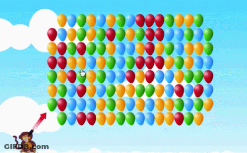 Monkey Shooting Balloons In Game GIF